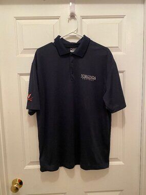 Nike Virginia UVA Cavaliers Football Team Issued Blue Polo Shirt Large
